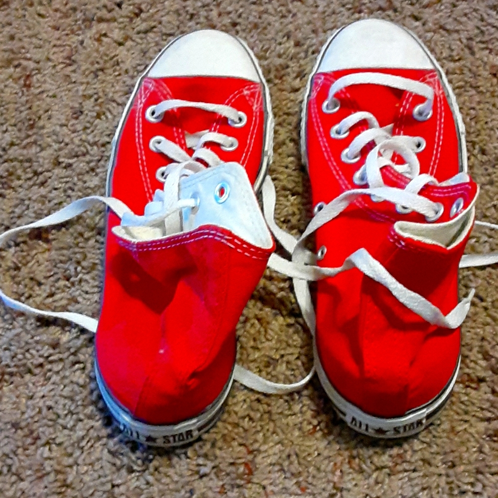 Red and white converse